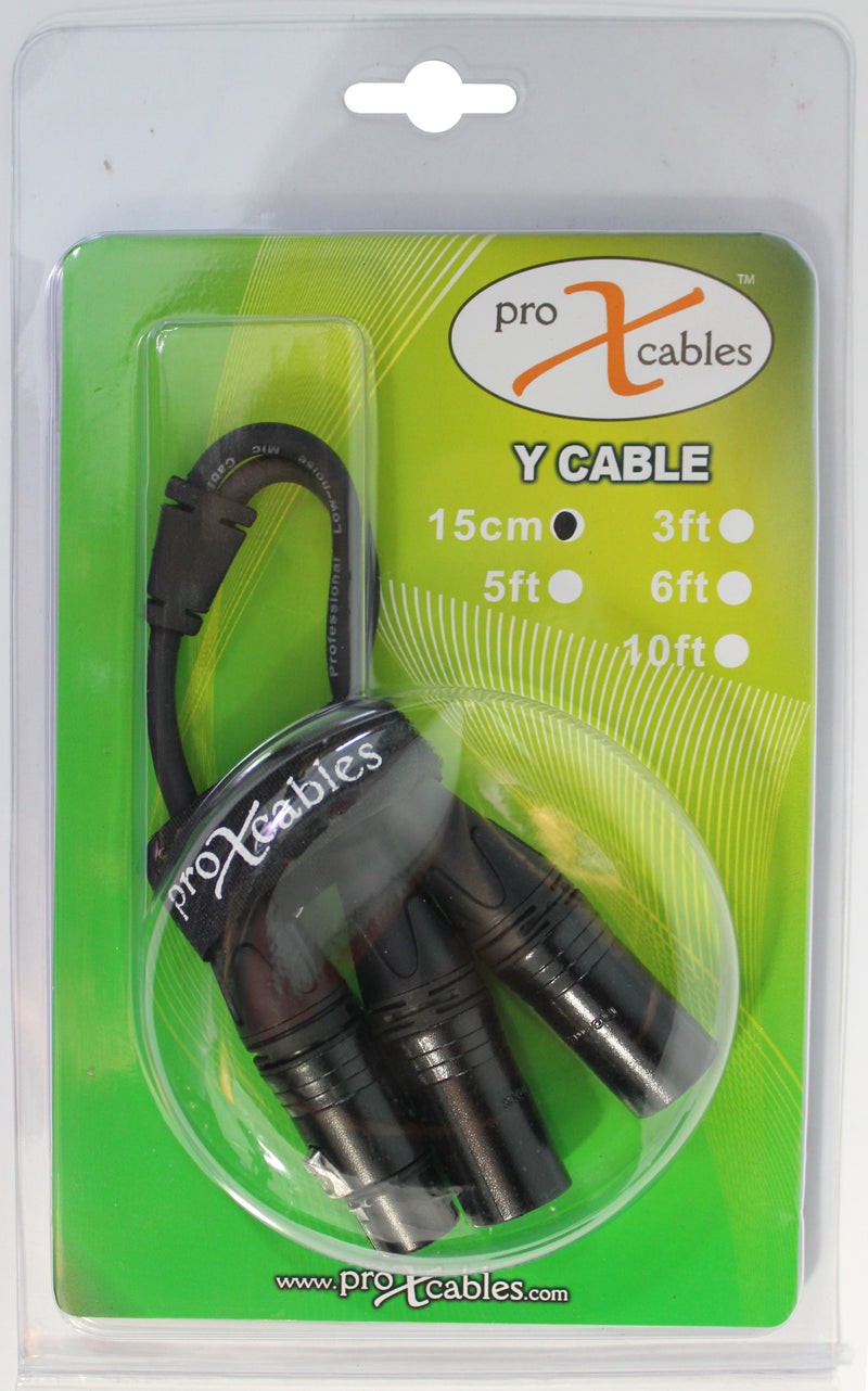 ProX XC-YXF 6 In. Balanced XLR-F to Dual XLR-M High Performance Audio Y Cable