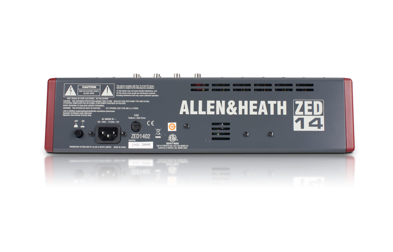 Allen &amp; Heath ZED-14 Mixeur d'enregistrement et de son en direct à 14 canaux avec connexion USB 