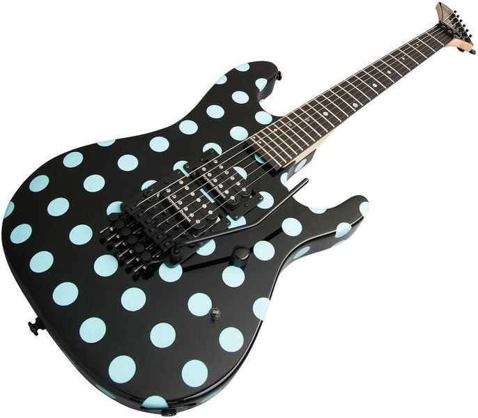 Kramer KNSBBPBF Nightswan Guitare électrique avec Seymour Duncan Humbuckers - Noir/Bleu à pois