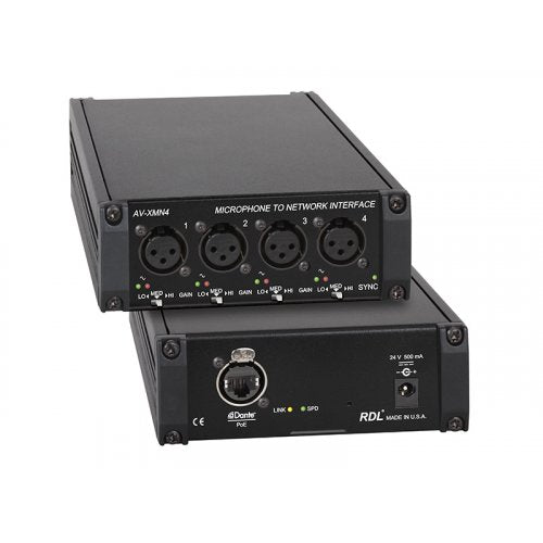 RDL AV-XMN4 4-Channel Microphone to Dante Interface