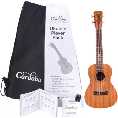 Cordoba PROTEGE Concert Ukulele Player Pack  (Natural)