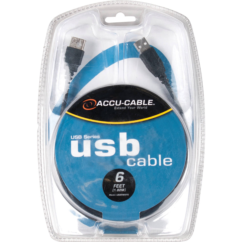 American DJ USBAMAF6 Accu-Cable Câble d'extension USB 2.0 Type A mâle vers femelle - 6'