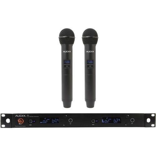 Audix Ap62 Om2 Dual-Channel Dinversity Receiver With Two Handheld Microphone Transmitters - Red One Music