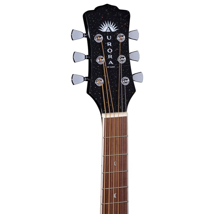 Luna AR BOR BLK Aurora Borealis 3/4 Acoustic Guitar (Black Pearl)