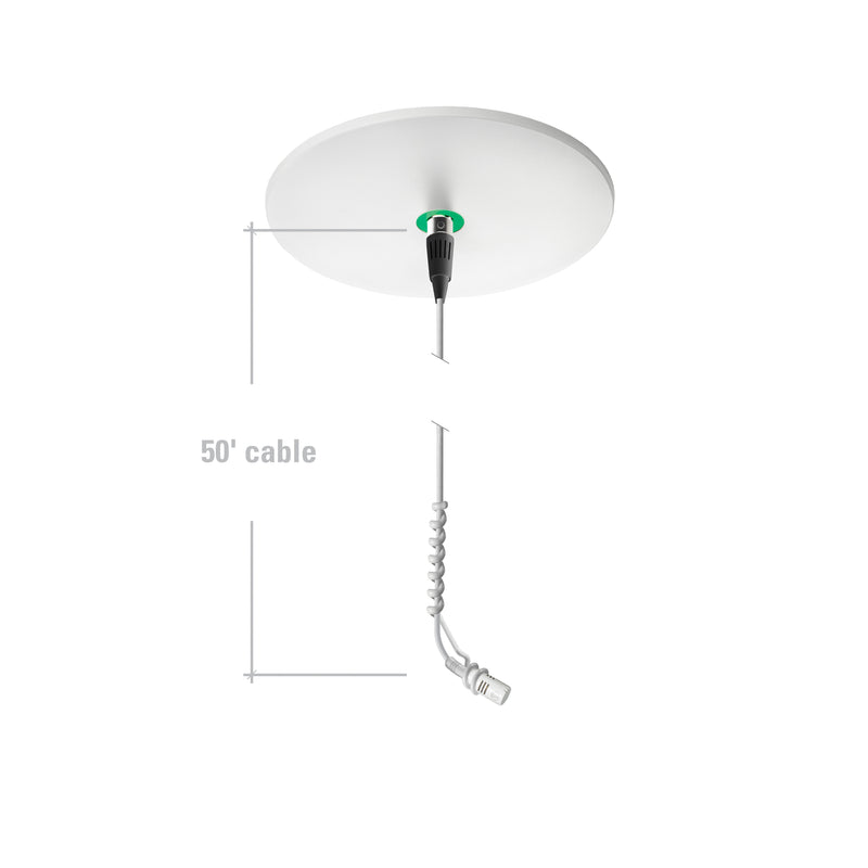 Audio-Technica ATND933AWC Microphone suspendu à condensateur cardioïde avec module d'alimentation de sortie réseau Dante™ - Directivité cardioïde, 120°