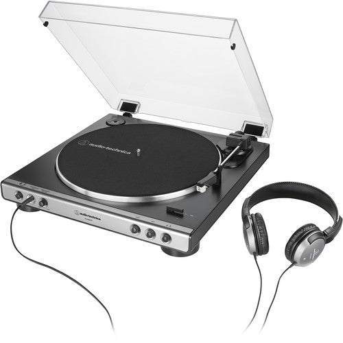 Audio-Technica AT-LP60XHP-GM Platine vinyle stéréo avec écouteurs (Gunmetal et noir)
