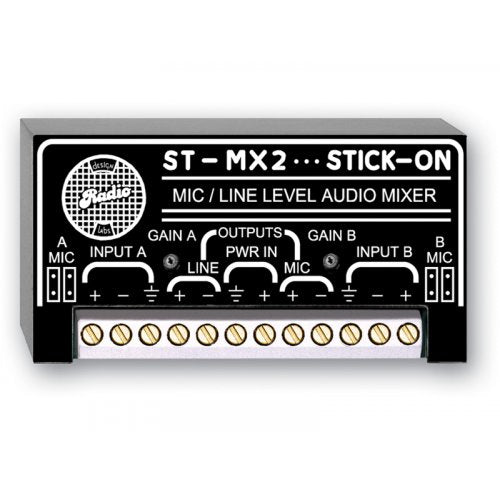 RDL ST-MX2 2-Channel Audio Mixer Mic/Line Inputs and Outputs