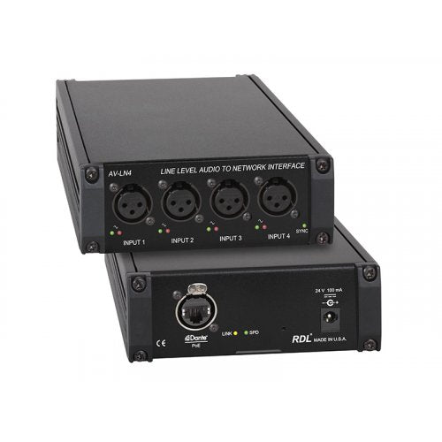 RDL AV-LN4 Audio de niveau ligne vers interface Dante