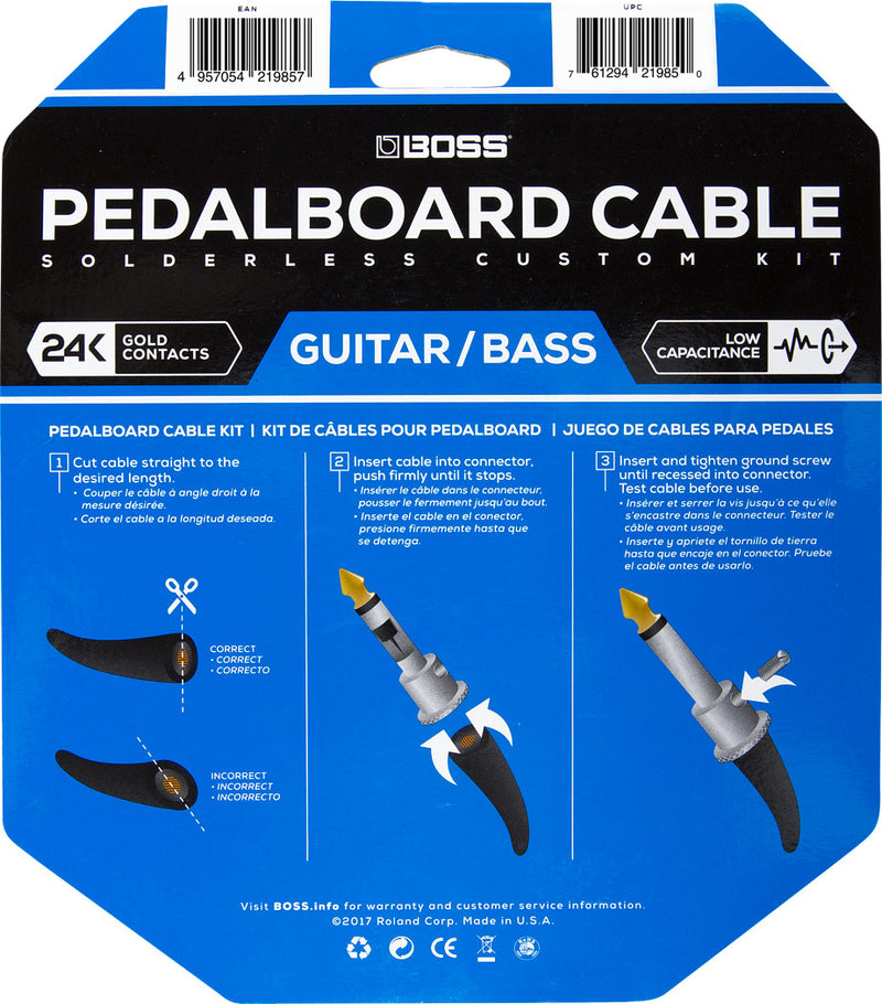 Boss BCK-24 Solderless Pedalboard Cable Kit with 24 Connectors, 24FT