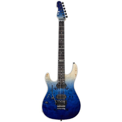 Guitare électrique ESP E-II SN-2 avec micros Bare Knuckle Aftermath Battleworn - Bleu naturel fondu pour gaucher