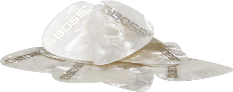 Boss BPK-72-WT mince cueillettes de guitare celluloïd (White Pearl, 72-pack)