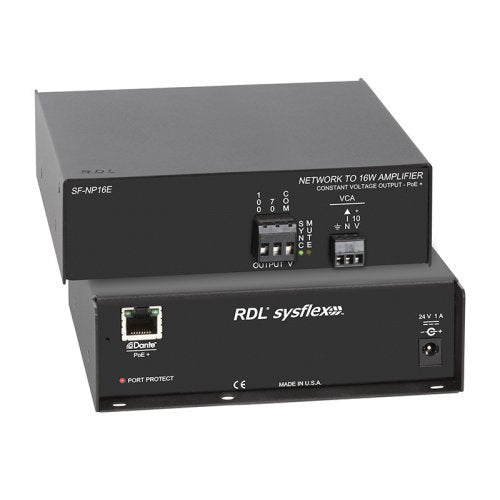 RDL SF-NP16E POE+ Dante to 16W Mona Audio Amplifier 70V