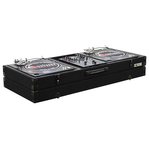 Odyssey CBM10E Universal Format DJ Mixer and Two Battle Position Turntables Carpet Coffin Case - 10″
