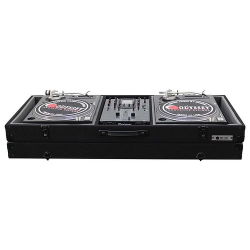 Odyssey CBM10E Universal Format DJ Mixer and Two Battle Position Turntables Carpet Coffin Case - 10″