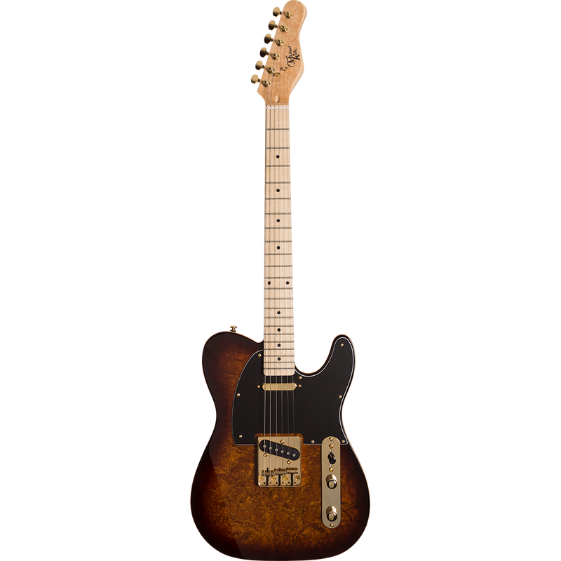 Michael Kelly MK50CBBMRN Custom Collection 50 S/S Guitare électrique avec touche en érable - Burl Burst