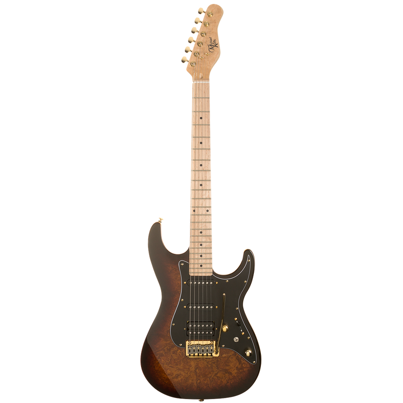 Michael Kelly MK60CBBMRH Custom Collection 60 H/S/S Gold Hardware Guitare électrique avec touche en érable - Burl Burst