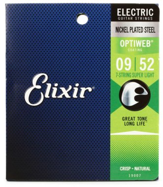Elixir 19007 Optiweb Guitare électrique en acier nickelé super léger 7 cordes - .009-.052