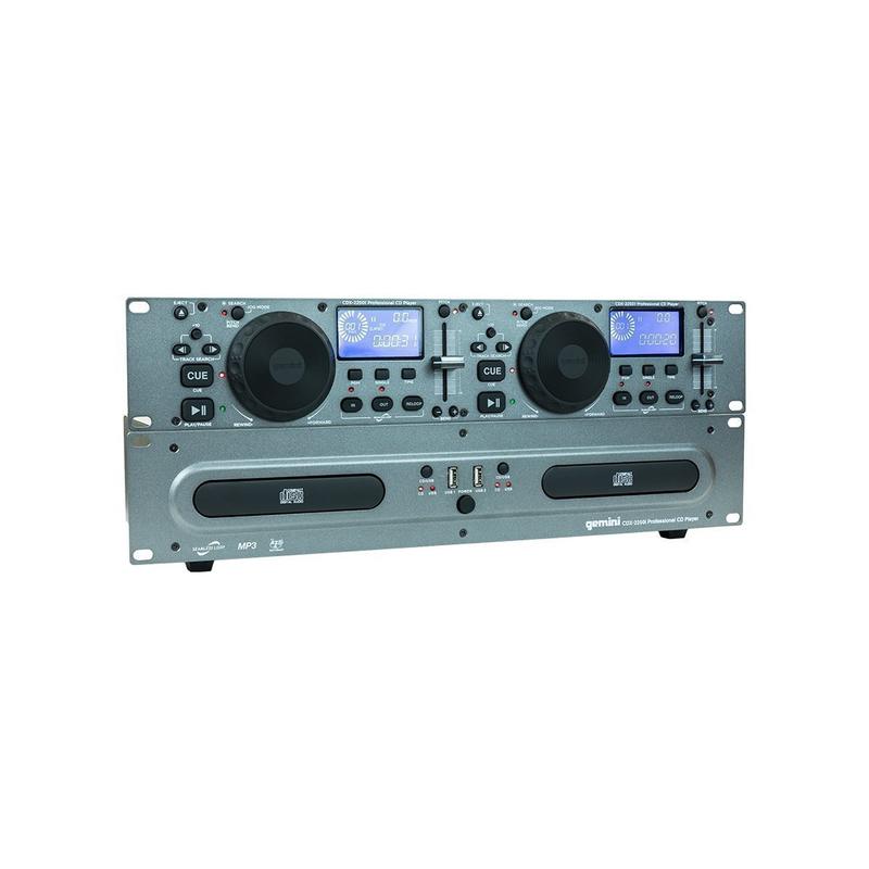 Gemini CDX-2250I Lecteur multimédia CD/USB double montage en rack, écran LED rétroéclairé bleu, boucle harmonieuse, contrôle du pitch fader +/- 12 %
