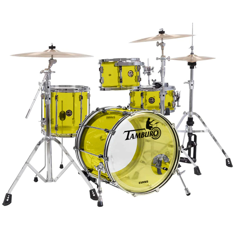 Tamburo TB VL418YW VOLUME Series 4-piece Seamless-Acrylic Shell Pack with Snare Drum and 18" Bass Drum (Yellow)