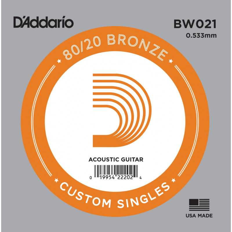 D’Addario BW021 BRONZE WOUND GUITARE ACUSTIQUE Single String .021