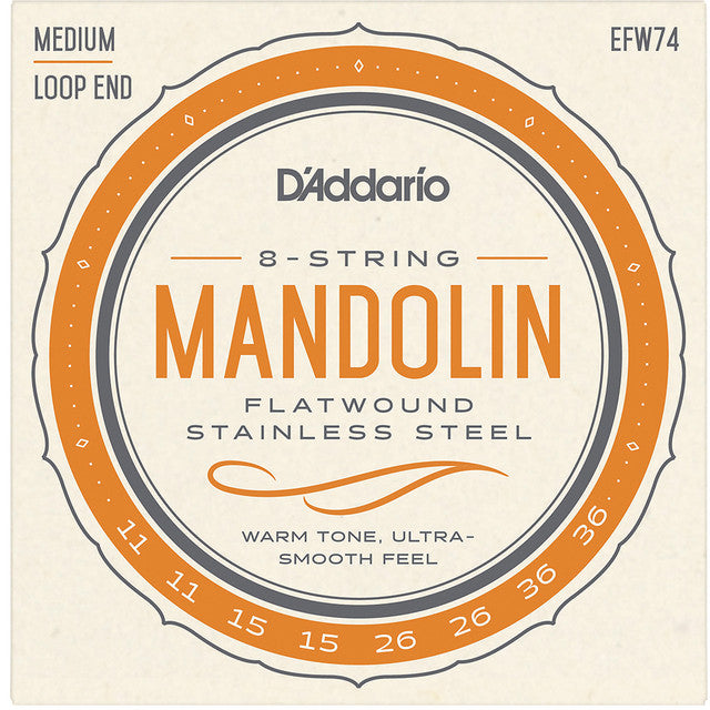 D'Addario EFW74 Flatwound Mandolin Strings Medium 11-36