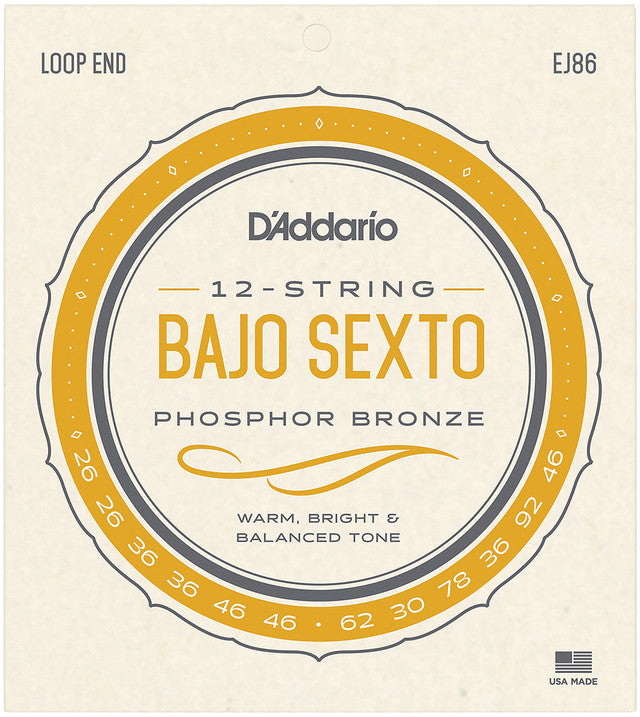 Cordes Sexto pour basse D'Addario EJ86 Phosphor Bronze