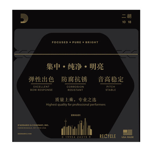 D'Addario Erhu01 Erhu Strings Moyenne Tension 10-18