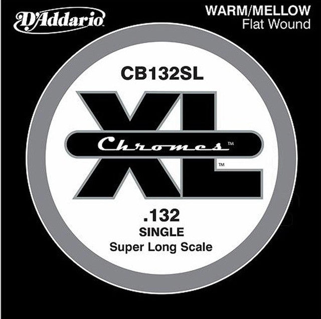 D'Addario CB132SL XL Chromes Flat Wound Bass Single String Super Long Scale .132