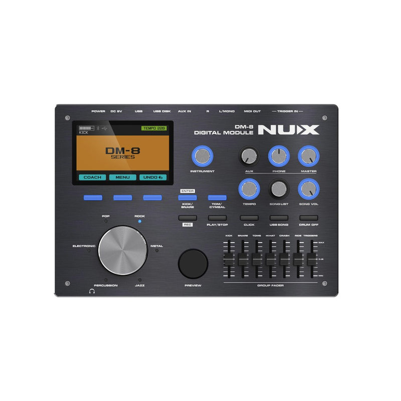 NuX DM-8 5-Piece Professional Digital Electronic Drum Set with Remo Mesh Head