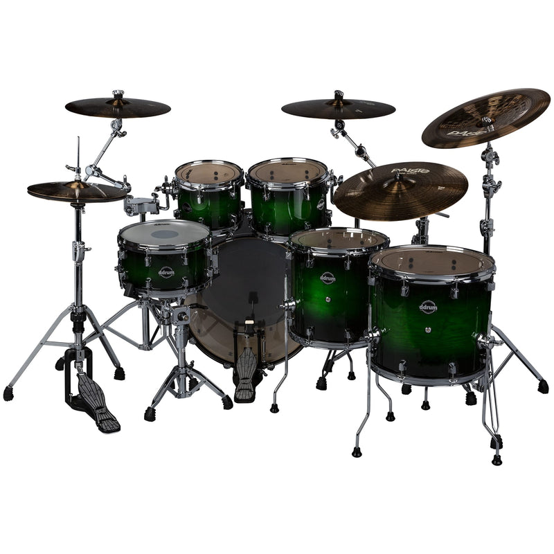 DDrum Dominion DM-ASH-622-GB Pack de 6 coques en bouleau Dominion avec placage en frêne Green Burst