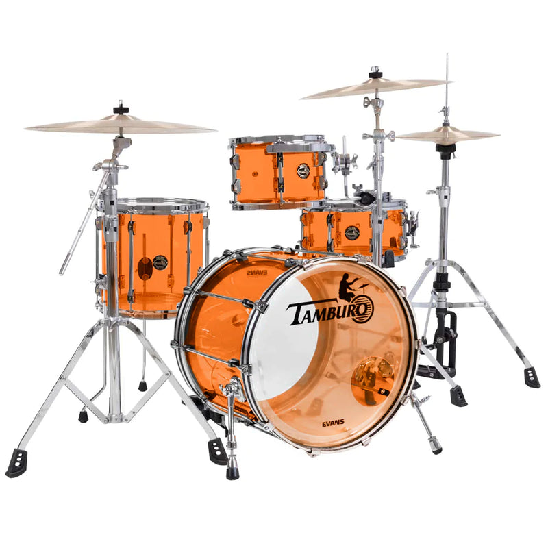 Tamburo TB VL418OR VOLUME Series 4-piece Seamless-Acrylic Shell Pack with Snare Drum and 18" Bass Drum (Orange)