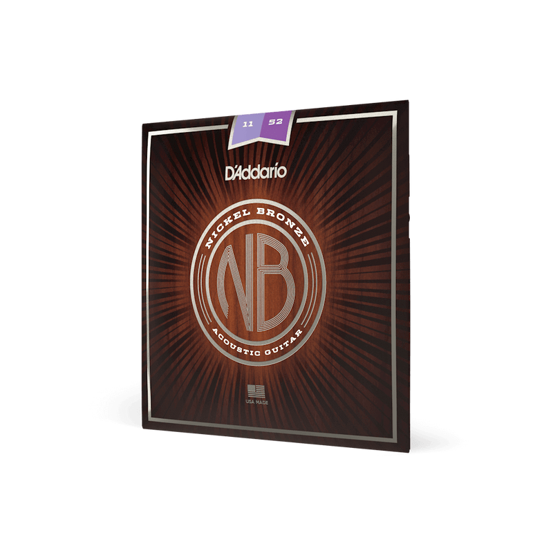 D'Addario NB1152 Cordes de guitare acoustique en bronze nickelé Custom Light 11-52