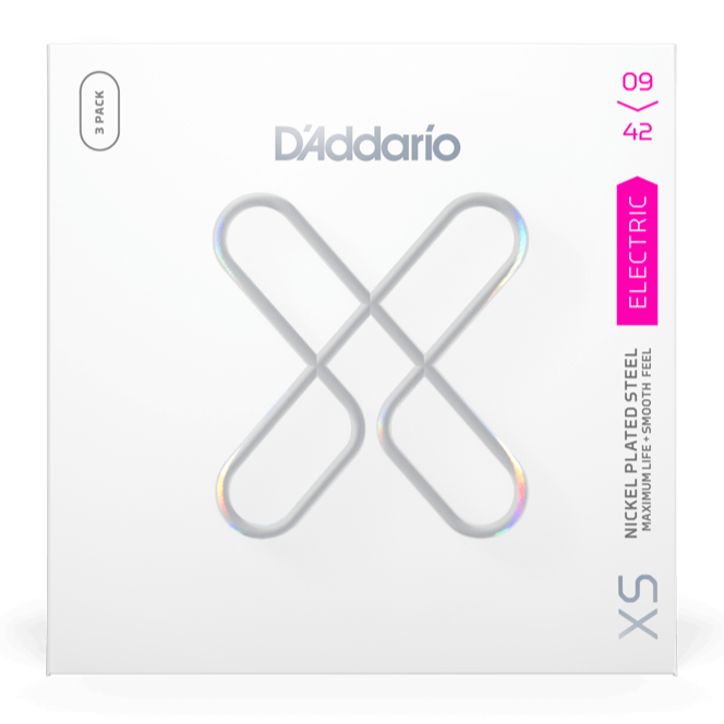 D'Addario XSE0942 3-Pack XS Nickel Plated Steel Electric Guitar Strings Super Light 09-42