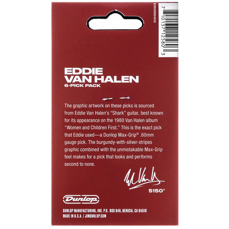 Dunlop EVHP07 Eddie Van Halen Shark Guitare Max Grip .60mm - Paquet de 6