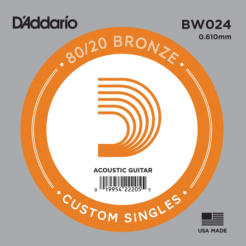 D'Addario BW024 Bronze Wound Acoustic Guitar Single String .024