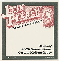 John Pearse 1340CM 80/20 Cordes de guitare acoustique 12 cordes en bronze - Calibre moyen personnalisé