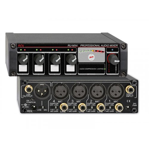 RDL RU-MX4 4-Channel Microphone Line Mixer