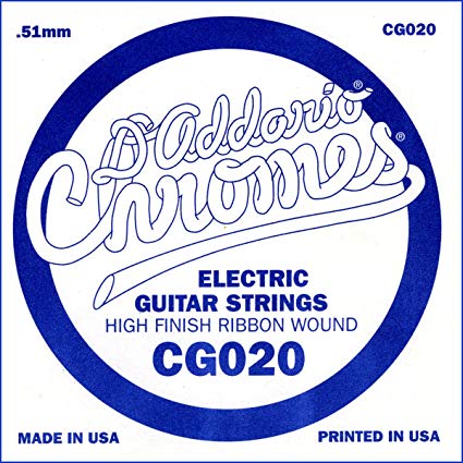 D'Addario CG020 XL Flat Wound Single Electric Guitar String - .020 Gauge