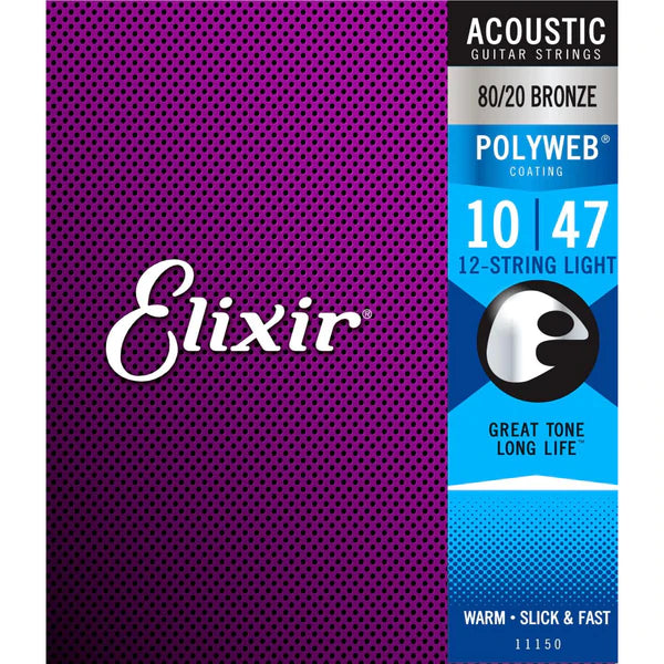 Elixir 11150 Polyweb 80/20 Guitare Acoustique Bronze 12 Cordes - .010-.047