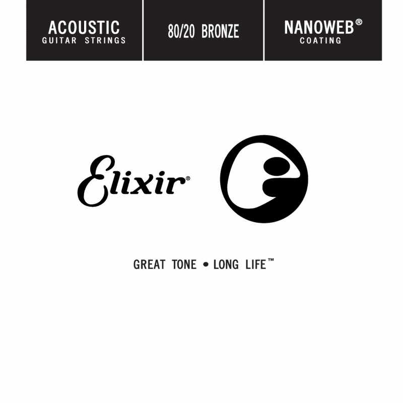Elixir 15152 Nanoweb 80/20 Bronze Acoustic Guitar String - .052