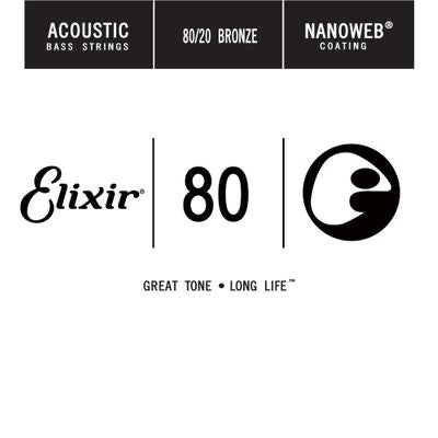 Elixir 15780 Nanoweb Coated Acoustic Bass Guitar String - .080
