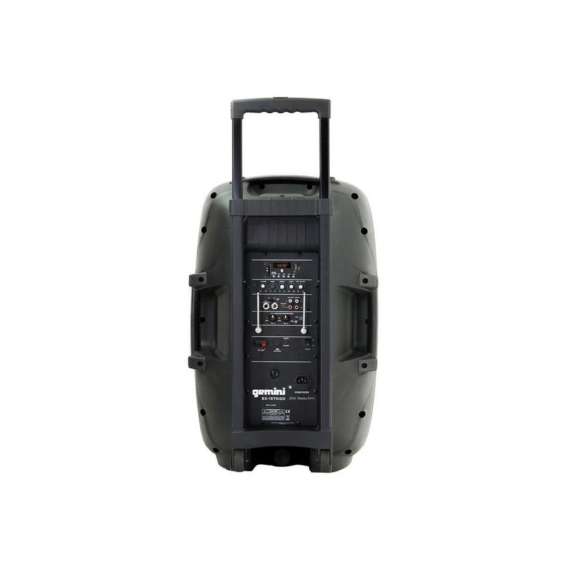 Gemini ES-15TOGO Mobile Active Bluetooth Powered PA Loudspeaker w/2x Wireless Microphones, 800W Peak - 15"