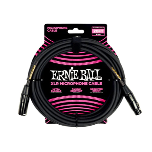 Ernie Ball 6388EB PVC Male-Female XLR Microphone Cable (Black) - 20'