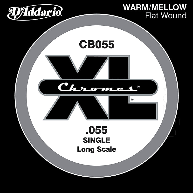 D'Addario CB055 XL Chromes Flat Wound Single Bass Guitar String Long .055