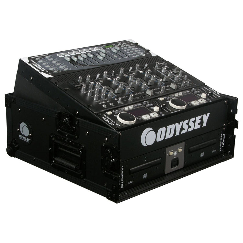 Odyssey FZ1002BL - Black 10U Top Slanted 2U Vertical Pro Combo Rack