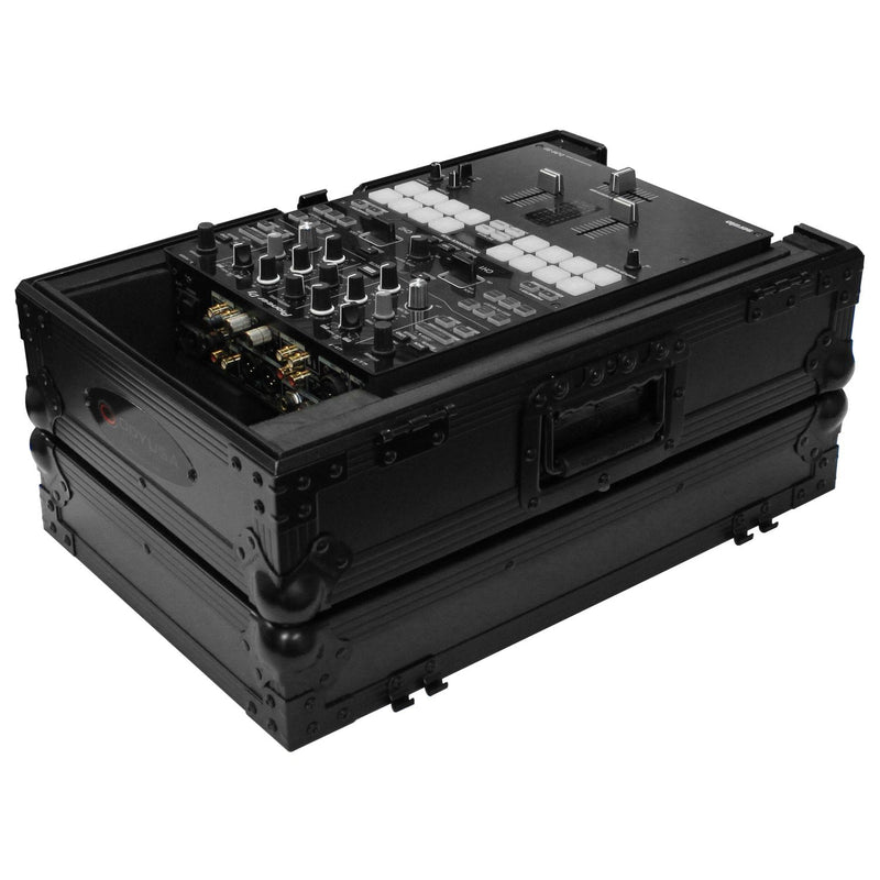 Odyssey FZ10MIXXDBL Universal Black 10″ Format DJ Mixer Flight Case w/Extra Deep Rear Compartment