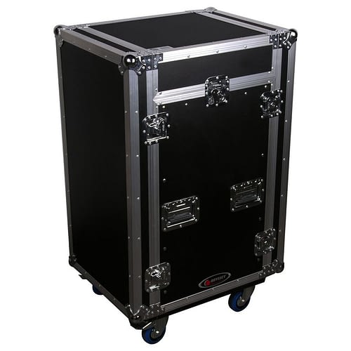 Odyssey FZ1116W - Rack combiné vertical 16U incliné sur le dessus 11U avec roulettes