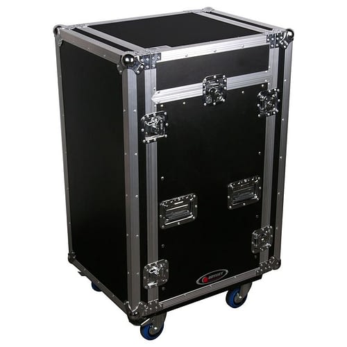Odyssey FZ1116WDLX - 11U Top Slanted 16U Vertical Pro Combo Rack with Side Table and Casters