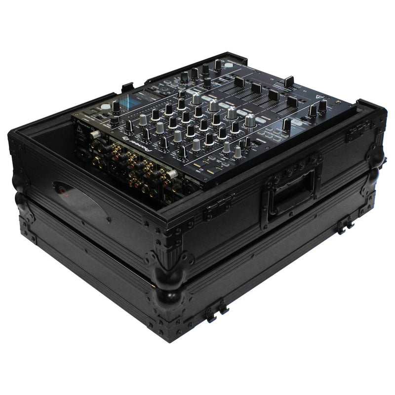 Odyssey FZ12MIXXDBL - Universal Black 12″ Format DJ Mixer Flight Case with Extra Deep Rear Cable Compartment