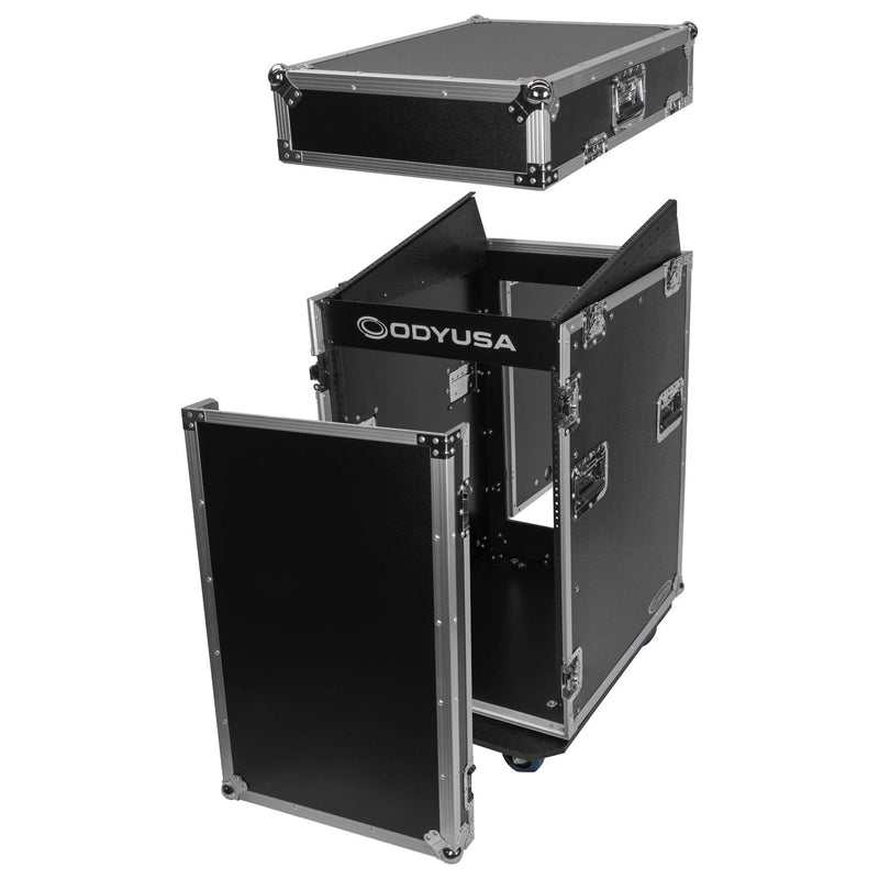 Odyssey FZ1316W - Rack combo vertical 16U incliné sur le dessus 13U avec roulettes